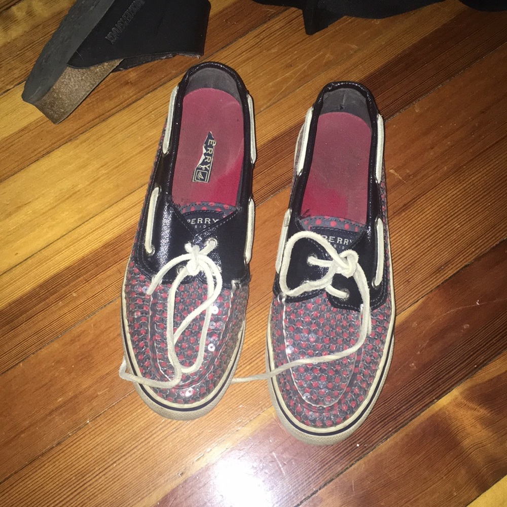 Sparkly polka dot sperrys
